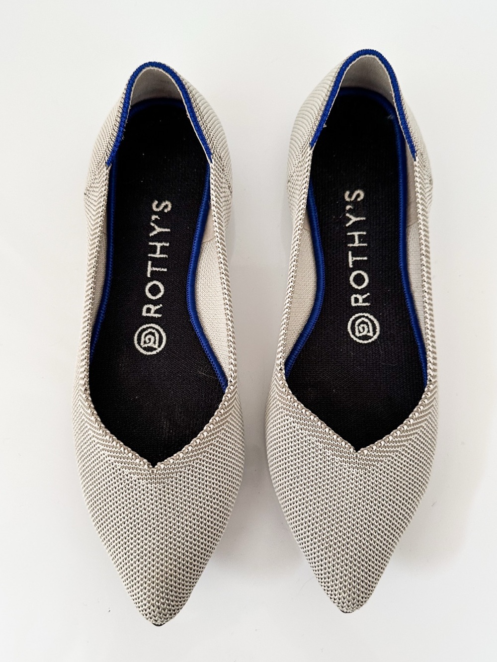 Rothy's The Point Flax Beige Knit Pointed Toe Ballet Flats Size 7 Tan Slip On